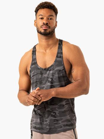 Black Camo Men's Ryderwear Overdrive Stringer T-Back Tanks | FR7987707