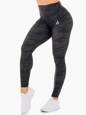 Black / Camo Women's Ryderwear High Waisted Camo Leggings | OKT42425