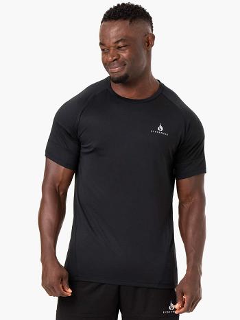 Black Men's Ryderwear Action Mesh T-Shirt Top | 88SB95904