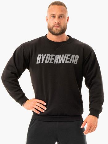 Black Men's Ryderwear Ease Fleece Pullover Top | FG42674