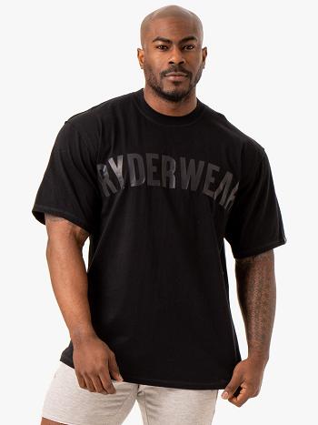 Black Men's Ryderwear Force Oversized T-Shirt Active Lounge | 98HF69091