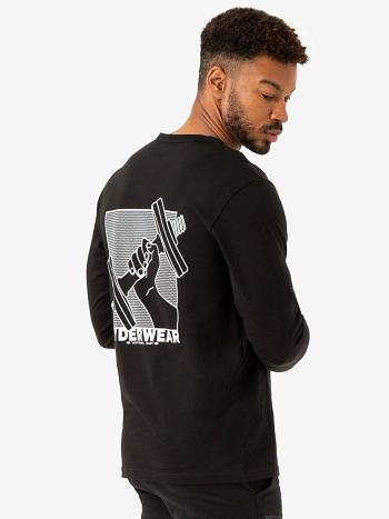 Black Men's Ryderwear Lift Long Sleeve T-shirt | 86JS51590