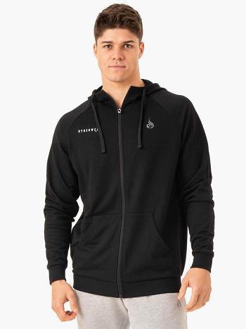 Black Men's Ryderwear Pursuit Zip Up Hoodie Top | 67U8795469