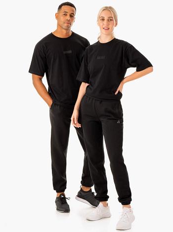 Black Men's Ryderwear Unisex Oversized T-Shirt Active Lounge | RFD36259