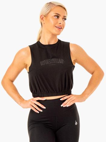 Black Women's Ryderwear Boxer Muscle Tanks | MNG12754