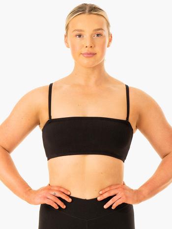 Black Women's Ryderwear Convertible Bandeau Sports Bras | MT5492268