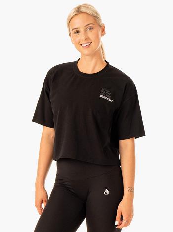 Black Women's Ryderwear Edit T-Shirt Top | DF6355820