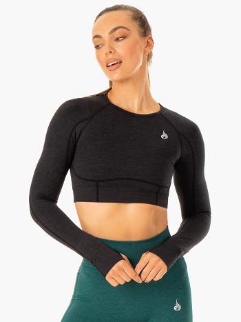 Black Women's Ryderwear Enhance Seamless Long Sleeve Top Top | NG6149590