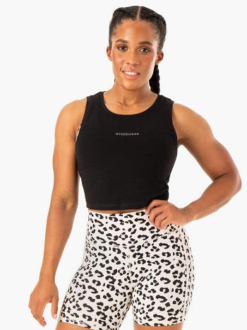 Black Women's Ryderwear Evolution Cotton Tank Top | 136DF58971