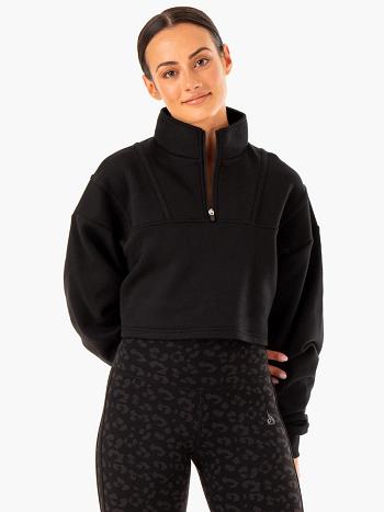 Black Women's Ryderwear Evolution Half Zip Sweater Top | 63NG15623