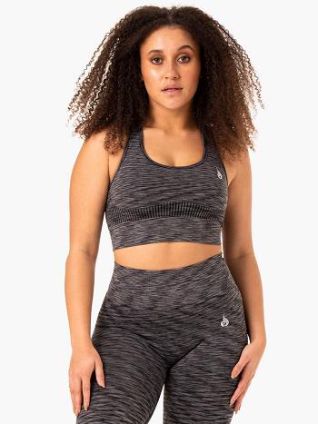 Black Women's Ryderwear Evolve Longline Sports Bra Seamless | 47RC65472