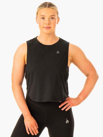 Black Women's Ryderwear Flow Scoop Tank Top | MT6266657