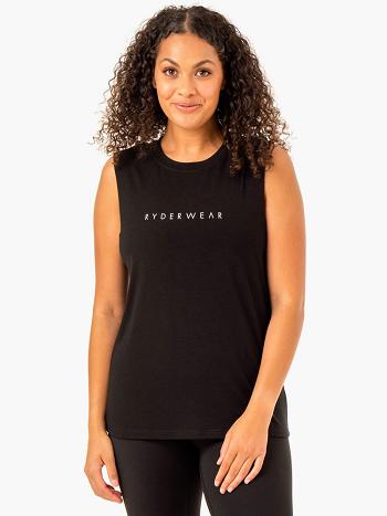 Black Women's Ryderwear Foundation Muscle Tank Top | 65JF18448