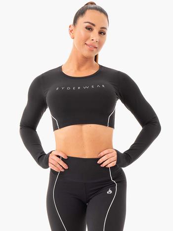 Black Women's Ryderwear Glow Long Sleeve Top Top | FG5770821