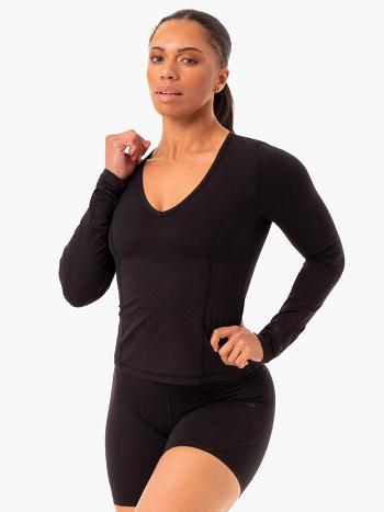 Black Women's Ryderwear NKD Align Long Sleeve Training Top Top | 61RC62065