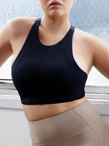 Black Women's Ryderwear NKD Frame Long Line Sports Bras | 67U5156919