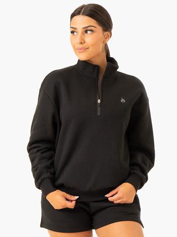 Black Women's Ryderwear Restore Half Zip Sweater Active Lounge | 77ES41989