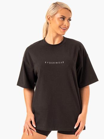 Black Women's Ryderwear Staples Oversized Tee Top | XG6326257