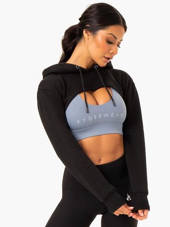 Black Women's Ryderwear Staples Super Crop Sweaters | 71EW75607