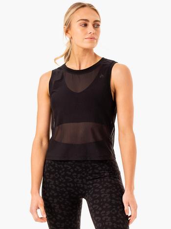 Black Women's Ryderwear Ultra Mesh Tank Top | 624Y74890