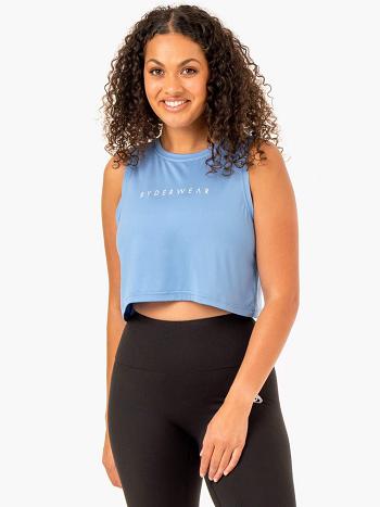 Blue / Blue Women's Ryderwear Hybrid Muscle Tank Top | 65YF54658