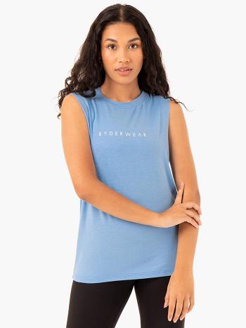 Blue Women's Ryderwear Foundation Muscle Tank Top | 62FV73830