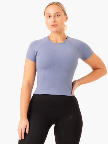 Blue Women's Ryderwear NKD Frame Fitted T-Shirt Top | 69GA17787