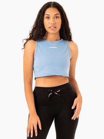 Blue Women's Ryderwear Replay Cross Over Tank Top | ES6496305