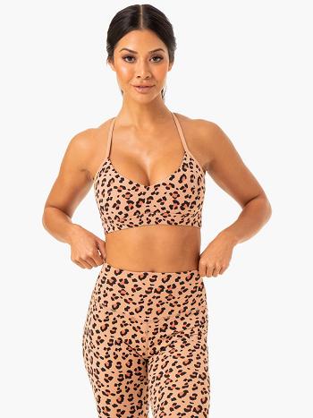 Brown / Leopard Women's Ryderwear Hybrid Sports Bras | TNTY84929