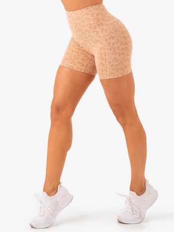 Brown / Leopard Women's Ryderwear Ultra High Waisted Mid Length Shorts | 103Y70698