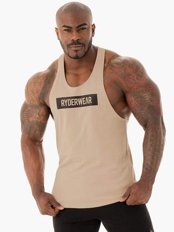 Brown Men's Ryderwear Base Stringer T-Back Tanks | NG7875426