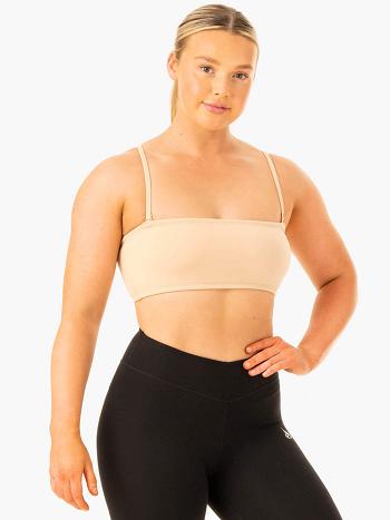 Brown Women's Ryderwear Convertible Bandeau Sports Bras | 53RC49654