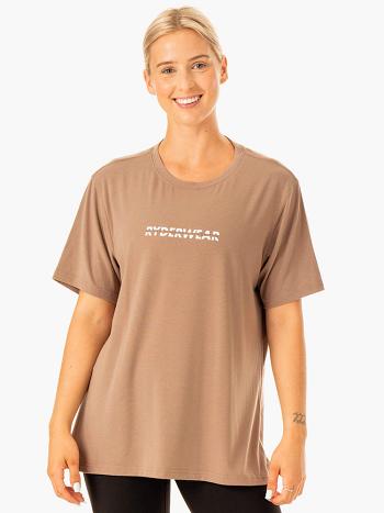 Brown Women's Ryderwear Edit Longline T-Shirt Top | REH34338