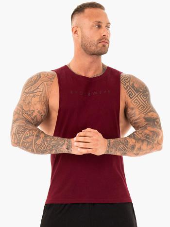 Burgundy Men's Ryderwear Active Cotton Baller Tanks | 142IV70737