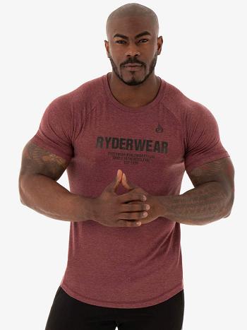 Burgundy Men's Ryderwear Focus T-Shirt Top | 86EW98682