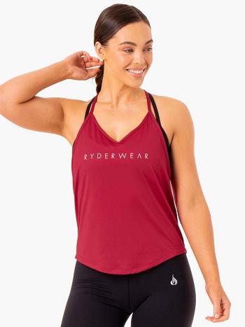 Burgundy / Red Women's Ryderwear Staples Slinky T-Back Top | 5G5986483