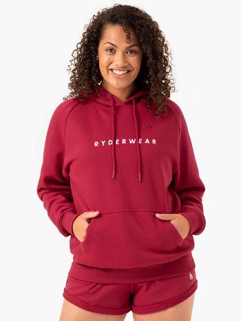 Burgundy Women's Ryderwear Off Duty Fleece Hoodie Trackset | 76SB65498