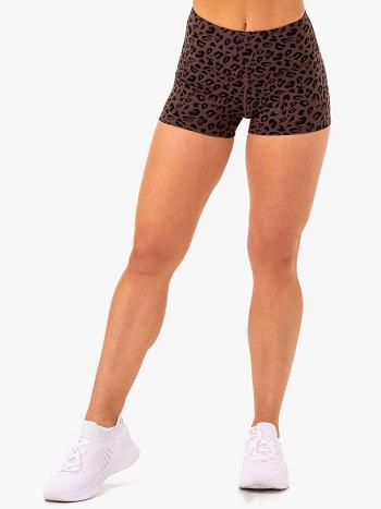 Chocolate / Leopard Women's Ryderwear Adapt High Waisted Shorts Scrunch Bum | 6Y4565537