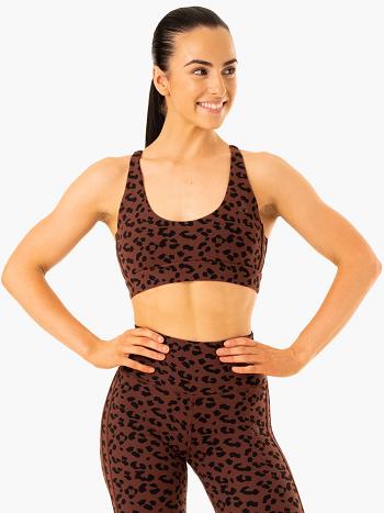 Chocolate / Leopard Women's Ryderwear Evolution Sports Bras | 56FV64583