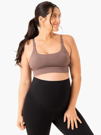 Chocolate Women's Ryderwear Active Bump Sports Bras | MNG70823