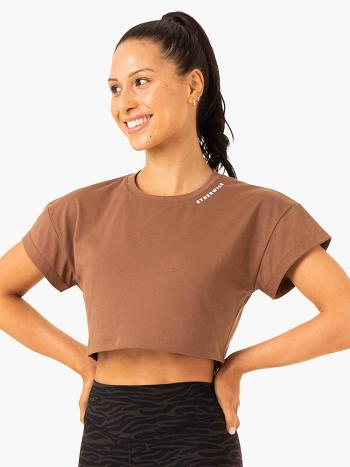 Chocolate Women's Ryderwear Energy Cap Sleeve T-Shirt Top | 65Y6824783