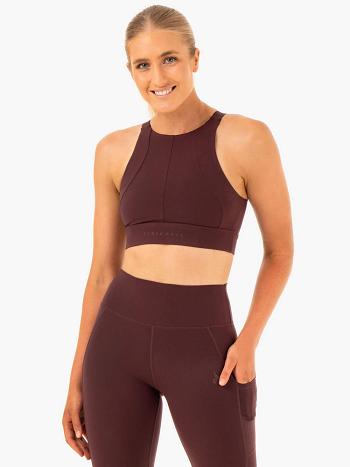 Chocolate Women's Ryderwear Reset High Impact Sports Bras | 104T87270