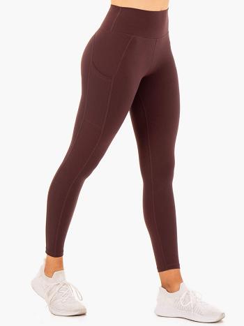 Chocolate Women's Ryderwear Reset High Waisted Pocket Leggings | 45GA77489