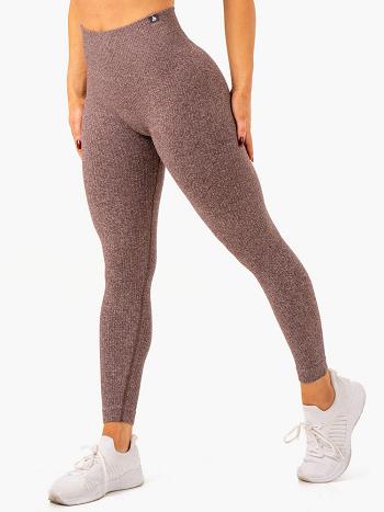 Chocolate Women's Ryderwear Rib Leggings Seamless | 107J98418