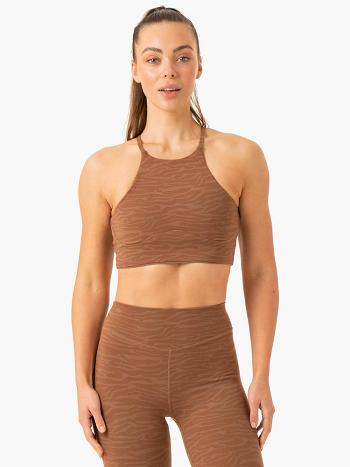 Chocolate Women's Ryderwear Transform Reversible Sports Crop Top | 70GA23164