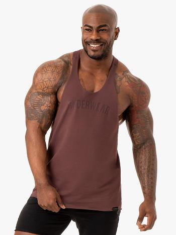 Dark Red Men's Ryderwear Force Stringer T-Back Top | 88YH55682