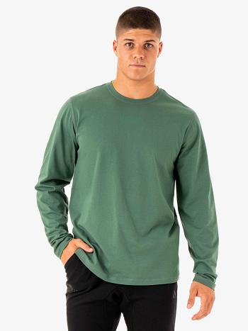 Green Men's Ryderwear Limitless Long Sleeve T-Shirt Active Lounge | MT9377957