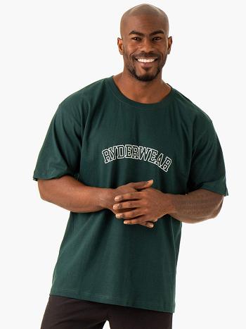 Green Men's Ryderwear Oversized T-Shirt Top | 92HF54772