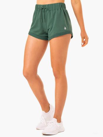 Green Women's Ryderwear Off Duty Fleece Shorts | 52JF74459