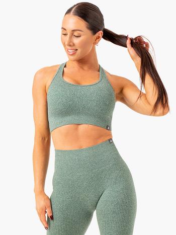 Green Women's Ryderwear Rib Seamless Sports Bras | HY5789080